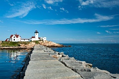Eastern Point Lighthouse View From Stone Breakwater, Massachuset